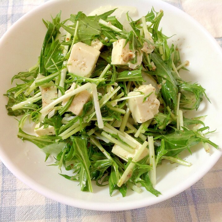 たっぷり♪水菜と豆腐のサラダ(*^◯^*)